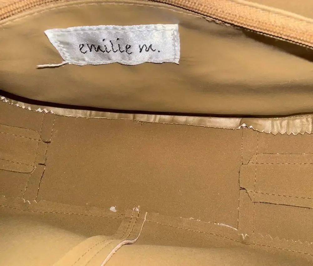 emilie m. Brown Hobo Shoulder Bag with Textured Strap